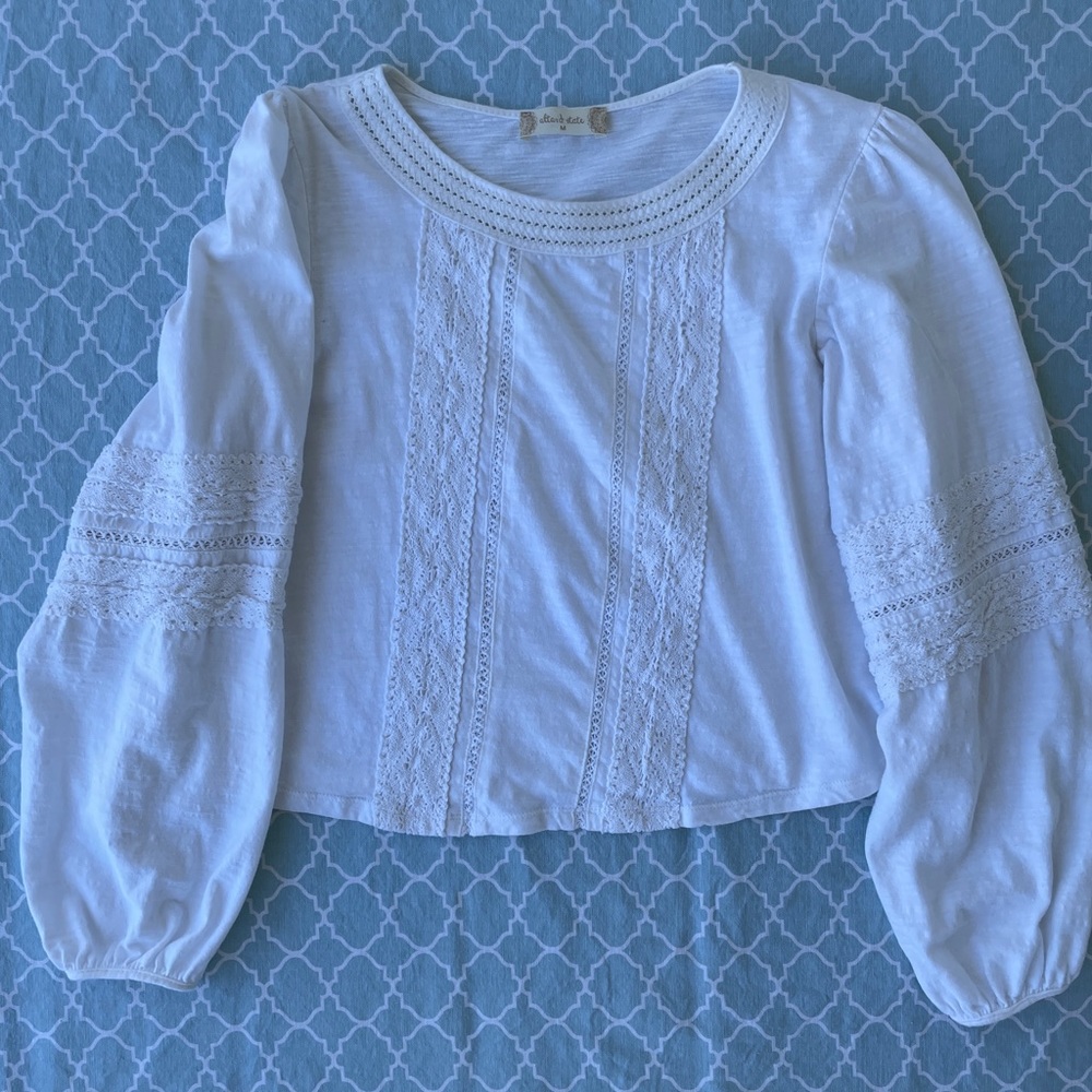 Altar’d State Boho Cream Cropped Blouse